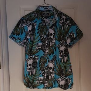 MTL Tropical Skull Print Shirt